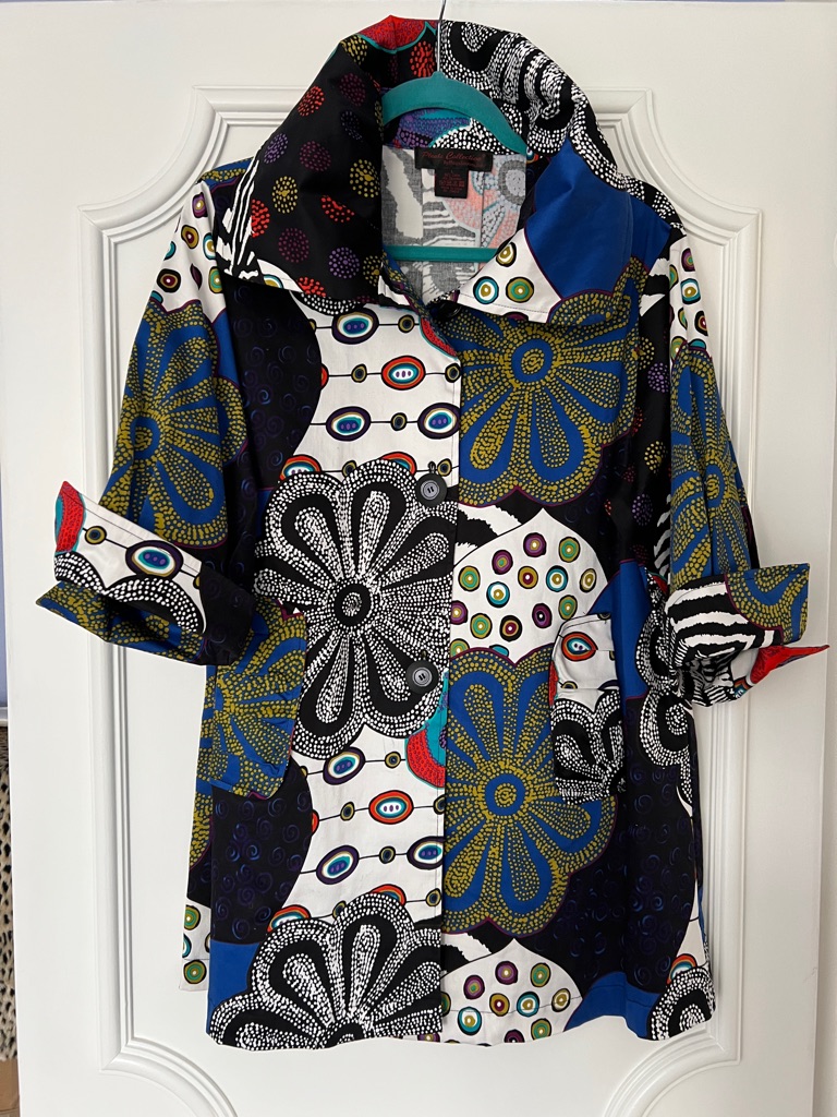 Multicolor Midcentury Print Button-Up Cotton Blend Jacket Size L